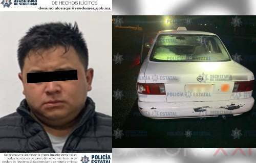Recuperan en la Toluca-Ixtlahuaca, taxi robado; hay un detenido